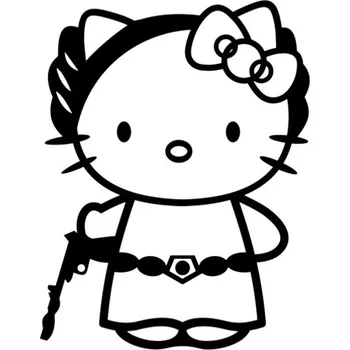 Samolepicí dekorace na vozidlo Samolepka hello kitty princezna leia na auto a motorku, tuning nálepka (5390)