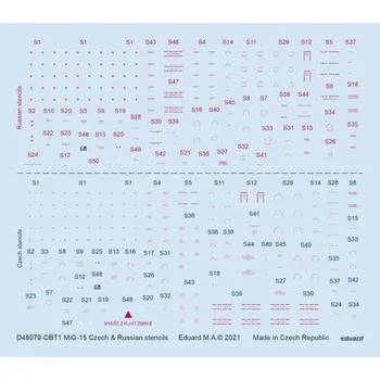 Plastikový model Eduard 1/48 MiG-15 Czech & Russian stencils (BRONCO / HOBBY 2000)