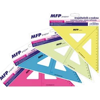 pravítka UNIPAP pravítko trojúhelník 45 s ryskou COLOURS 5310119 163109