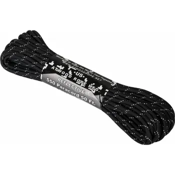 Lano Atwood Rope Paracord 550lb 15m - Reflective - Black