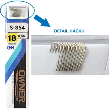 Rybářský háček OWNER - Návazce na plavanou S-354 - vel:20 / 0,08mm - 65cm
