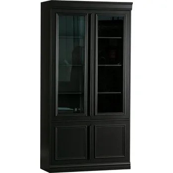 Knihovna WOOOD Černá borovicová vitrína Abia 215 x 110 cm