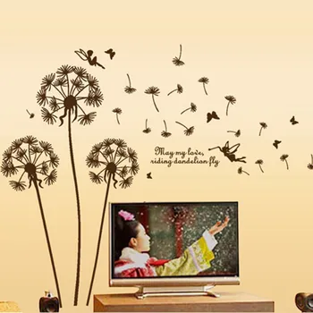 Samolepící dekorace Živá Zeď Samolepka na zeď Odkvetlé pampelišky hnědé