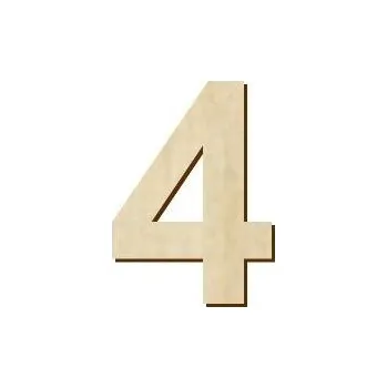 Pelisport Číslice 4 (5 cm) - 1 ks dřevěná tl. 5 mm