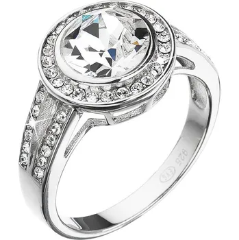 Prsten Stříbrný prsten s krystaly Swarovski bílý 35047.1 vel. 54