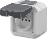 ABB Variant+ 5518N-C02510 S Zásuvka jednonásobná IP54, s ochranným kolíkem, s víčkem, šedá vhodné na dřevo bez podložky