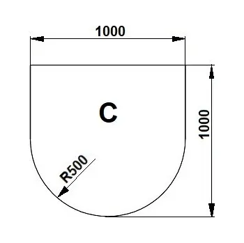 Haas+Sohn Sklo pod kamna C čiré 1000x1000/R=500 - tloušťka 6 mm