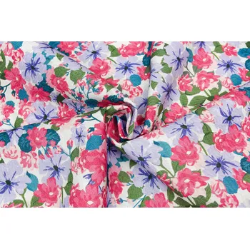 Bavlna režná malované růžovo fialové květy