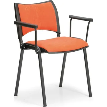 Konf. čalouněná židle s područkami - černá podnož, barva oranžov