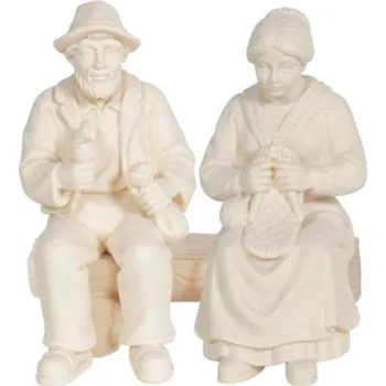 Vánoce Ornatis Pár stařečků na lavičce Provedení: Přírodní bez malování, Velikost stojících figur dospělých postav: 9,5 cm