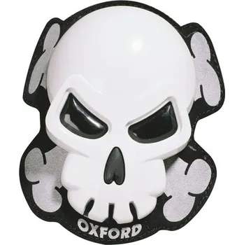 Motocyklový chránič kolene a holeně Slidery Skull, OXFORD (bílé, pár)