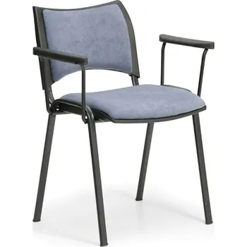 Konf. čalouněná židle s područkami - černá podnož, barva šedá