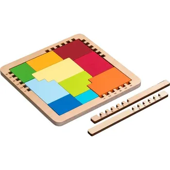 Hlavolam IQ puzzle 7 v 1, 10 dílků 7 různých zadání