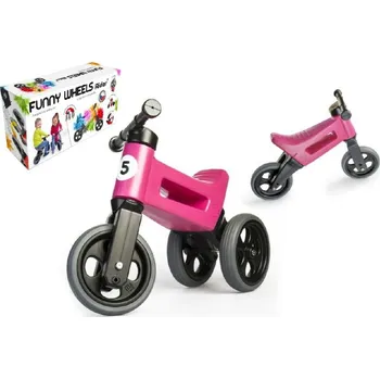 Odrážedlo Teddies Odrážedlo růžové FUNNY WHEELS 2v1 výška sedadla nastavitelná 28/31cm