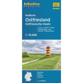 Radkarte Ostfriesland Ostfriesische Inseln 1:75.000 - Esterbauer Verlag