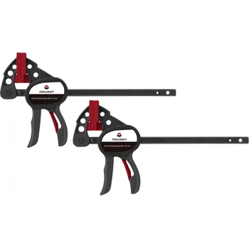 Truhlářská svěrka Mini jednoruční svěrka 100 x 35 mm, sada 2 ks TOOLCRAFT 1669393 Rozpětí (max.):100 mm Vnější délka: 191 mm Délka vyložení:35 mm