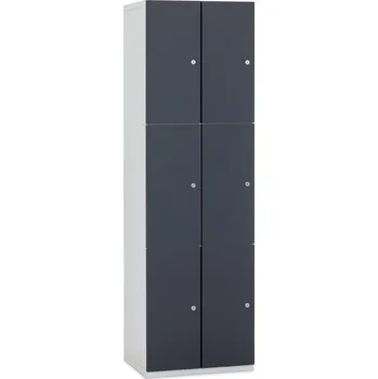 Šatní skříň TRITON Šatní skříňka 6-boxová Modular 1970 x 600 x 500 mm - kov Provedení zámku: jiný zámek (uveďte do poznámky) - cena na vyžádání, Provedení skeletu: kov modrá RAL 5005, Provedení dveří: kov černá RAL 9005