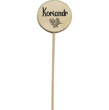 Bohemia Gifts Dřevěný zápich k bylinkám s potiskem - koriandr průměr kolečka je 5 - 8 cm