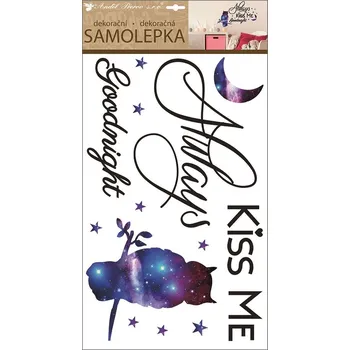 Samolepící dekorace Samolepky na zeď s textem a sovou 60 x 32 cm