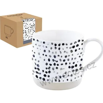 Easy Life CAMOUFLAGE bílý kameninový hrnek s černými puntíky a tečkami 375ml