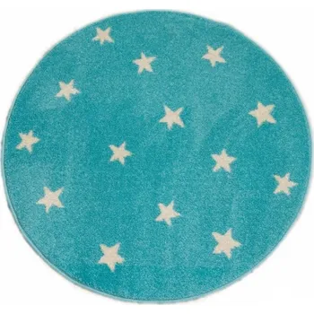 Koberec Agnella Dětský kusový koberec Funky Top STARF - modrý - Průměr 100cm