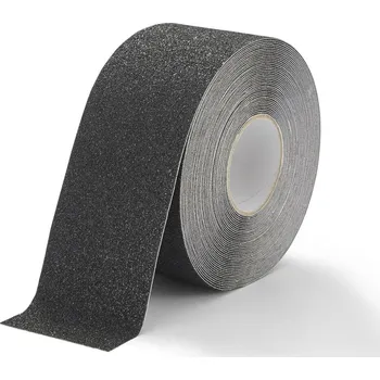 Výstražná páska Černá korundová protiskluzová páska FLOMA Extra Super - 18,3 m x 10 cm a tloušťka 1 mm