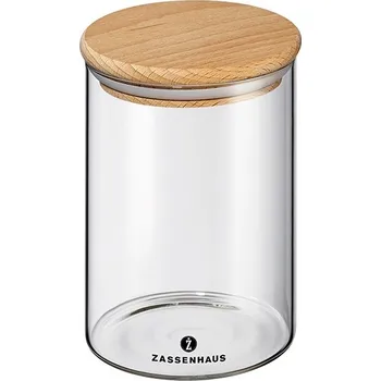 Dóza na potraviny Zassenhaus Skleněná dóza na potraviny s bukovým uzávěrem 850 ml