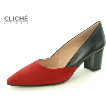 Dámské lodičky Kožené lodičky Benett červeno-černé, širší podpatek 44