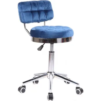 LuxuryForm DESIGN Kosmetická židle VIGO VELUR na stříbrné podstavě s kolečky - modrá