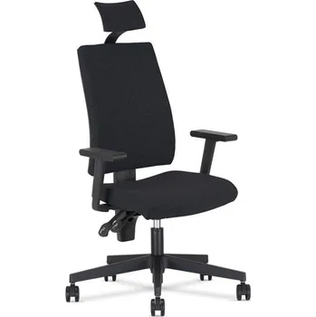 Kancelářská židle I-LINE s opěrkou hlavy, čalouněná, potah z látky Basic, barva černá