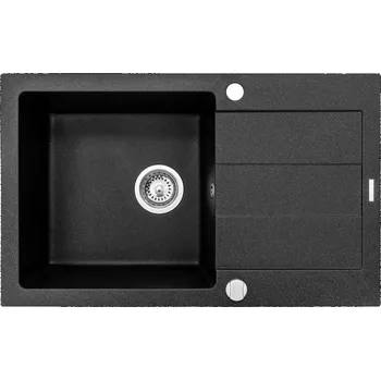 Nerezový dřez Casarredo Pyragranitový dřez SPARTA PLUS LUX 1B 1D (78x48) black