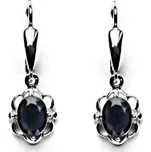 Zlaté náušnice, přírodní safír, bílé zlato, NK 1140/20