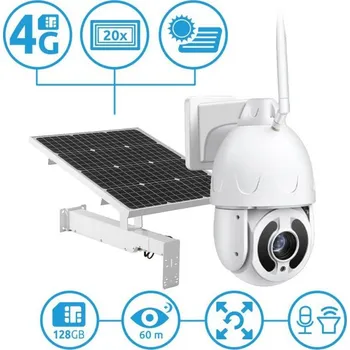 IP kamera 4G PTZ IP kamera Secutek SBS-NC67-20X se solárním dobíjením - 1080p, 60m IR, 20x zoom