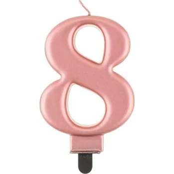 Dortová svíčka Svíčka na dort č. 8, metalická rose-gold