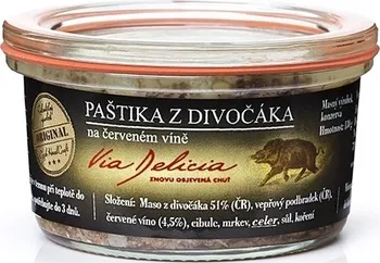 paštika a pomazánka Via Delicia Paštika z divočáka na červeném víně 130 g