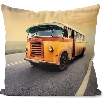 Dekorativní polštářek Polštář Retro autobus 40x40 cm (Velikost: 40 x 40 cm)