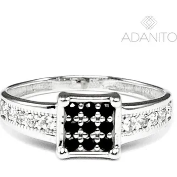 Prsten Zlatý prsten z bílého zlata s černými zirkony