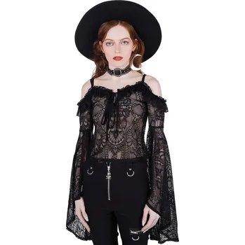 Dámské tričko tričko dámské - Breathless Lace Bardot - KILLSTAR - KSRA003265