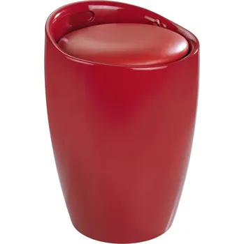 Koupelnové sedátko Pouf CANDY LIGHT RED - koš na prádlo, 2 v 1, WENKO