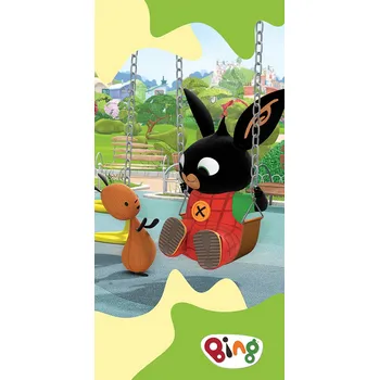 Carbotex Zajíček Bing dětská osuška 70 x 140 cm, na houpačce