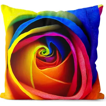 Dekorativní polštářek Polštář Duhová růže 40x40 cm (Velikost: 40 x 40 cm)