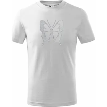 Chlapecké tričko ON-DESIGN Tričko dětské TŘPYTIVÝ MOTÝL Velikost: 158 cm/12 let, Barva: bílá, Barva potisku: třpytivá bílá