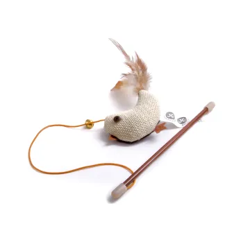 Hračka pro kočku JK Animals Ptáček na prutě s catnipem (šantou), hračka 18 cm