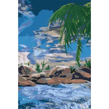 Malování podle čísel - Oceán a palma Velikost: 40x60cm, Rámování: Pouze srolované plátno