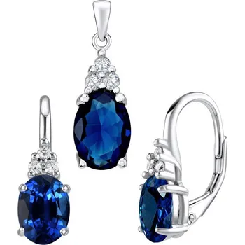 Šperk Silvego Stříbrný set JENNER se safírem LPS1381LB (náušnice, přívěsek) + 2 měsíce na vrácení zboží