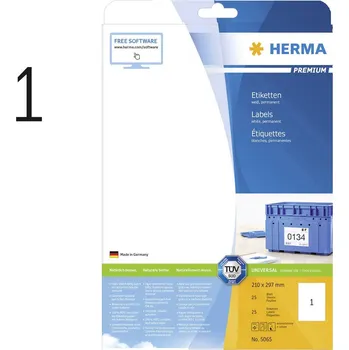 Kotouček do pokladny a tiskárny štítků Herma 5065 univerzální etikety 210 x 297 mm papír bílá 25 ks trvalé inkoustová tiskárna, laserová tiskárna, barevná laserová tiskárna, kopírka, barevná
