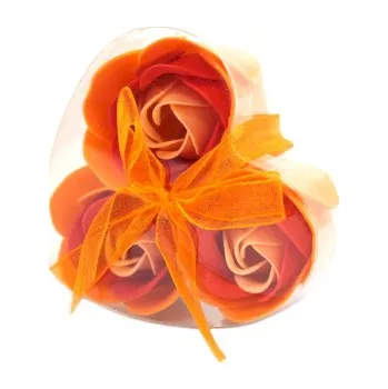 Mýdlo Mýdlové růže 3 ks – oranžové květy do koupele, romantický dárek pro ženy