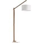 Bílá bavlněná stojací lampa Kave Home Riaz 186 cm s dřevěnou podstavou