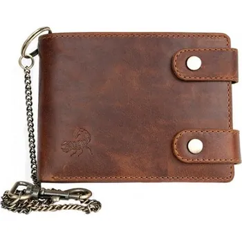 Peněženka Kožená peněženka s 50 cm dlouhým řetězem a karabinou se škorpionem