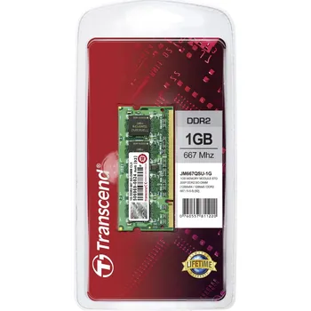 Operační paměť Transcend JetRAM RAM modul pro notebooky DDR2 1 GB 1 x 1 GB Bez ECC 667 MHz 200pinový SO-DIMM CL5 5-5-15 JM667QSU-1G